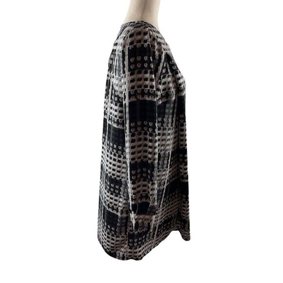 THAKOON for Design Nation Geometric Print Long Sleeve Shift Dress Gray Black - Picture 4 of 13